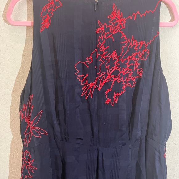 Anthropologie 16w maxi dress a+ plus size blue red  flowers sleeve under viscose - Picture 7 of 13